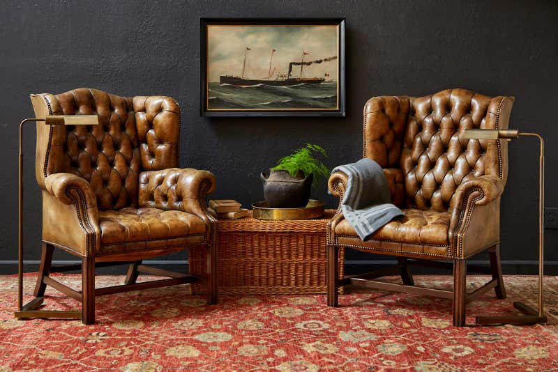 leather-upholstered chairs