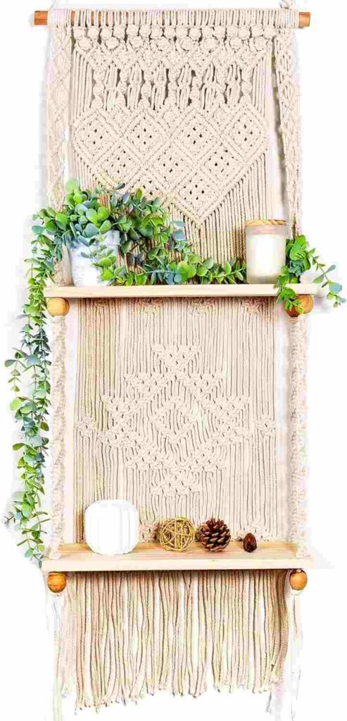 Handmade of Woven Rope Boho Shelves Organizer